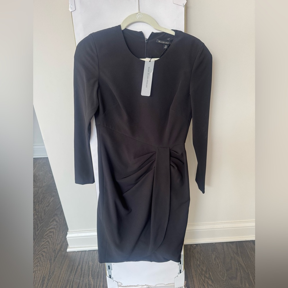 Black Halo Sophisticated Black Long Sleeve Dress